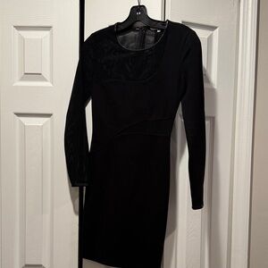 Rebecca Minkoff Elegant Dress w/ mesh sections front & back & faux leather trim